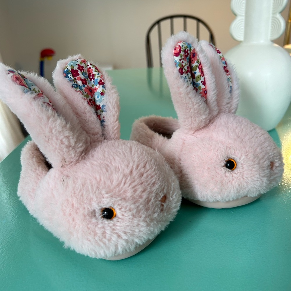 Fluffy Pink Bunny Slippers for Kids